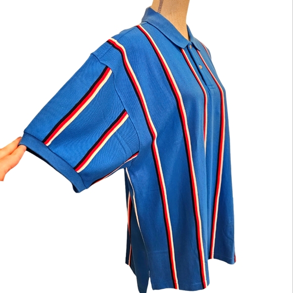NWT IZOD Men's Blue Striped Short Sleeve Polo Shirt - Picture 3 of 4